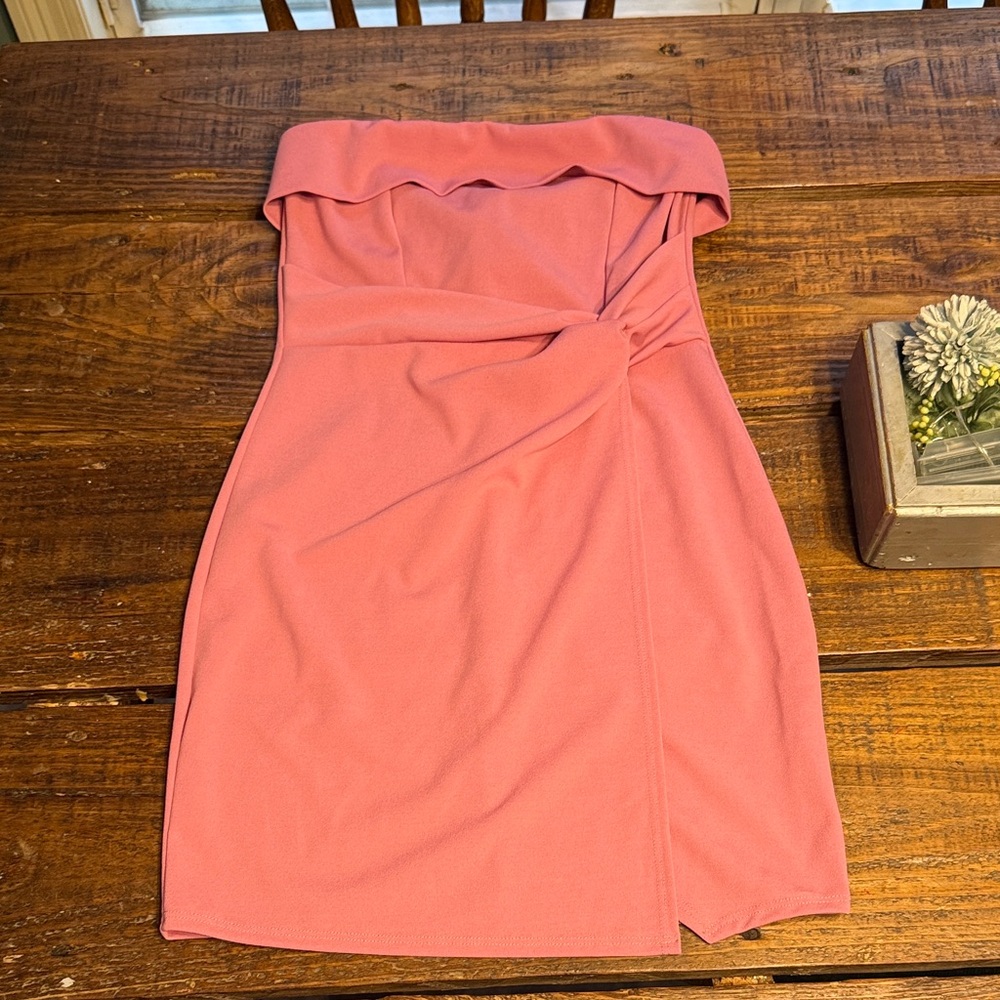 Blue Blush Pink Strapless Dress
